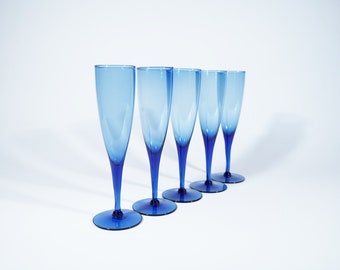 Translucent Cobalt Champagne Flutes
