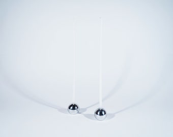 Polished Steel Taper Candle Holders