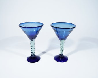 Cobalt and Green Mexican Martini Glasses