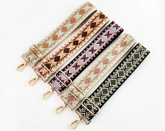 50mm Width，Colorful Cotton Embroidery Webbing Shoulder Purse Strap, Crossbody Bag Strap，Cotton Ethnic style Webbing Shoulder Handbag Handle