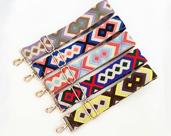 50mm Width，Colorful Cotton Embroidery Webbing Shoulder Purse Strap, Crossbody Bag Strap，Cotton Ethnic style Webbing Shoulder Handbag Handle