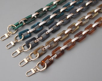 Resin chain，Acrylic High Quality Purse Chain,Metal Crossbody Bag Chain Strap， Metal Shoulder Handbag Strap, Replacement Handle Chain