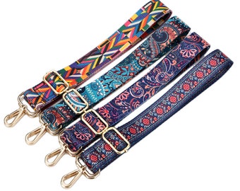 38mm（1.5“） Width，New Style Colorful Cotton Embroidery Webbing Shoulder Purse Strap, Handbag Handle Chain, Crossbody Bag Chain Strap