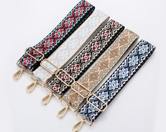 50mm Width，Colorful Cotton Embroidery Webbing Shoulder Purse Strap, Crossbody Bag Strap，Cotton Ethnic style Webbing Shoulder Handbag Handle