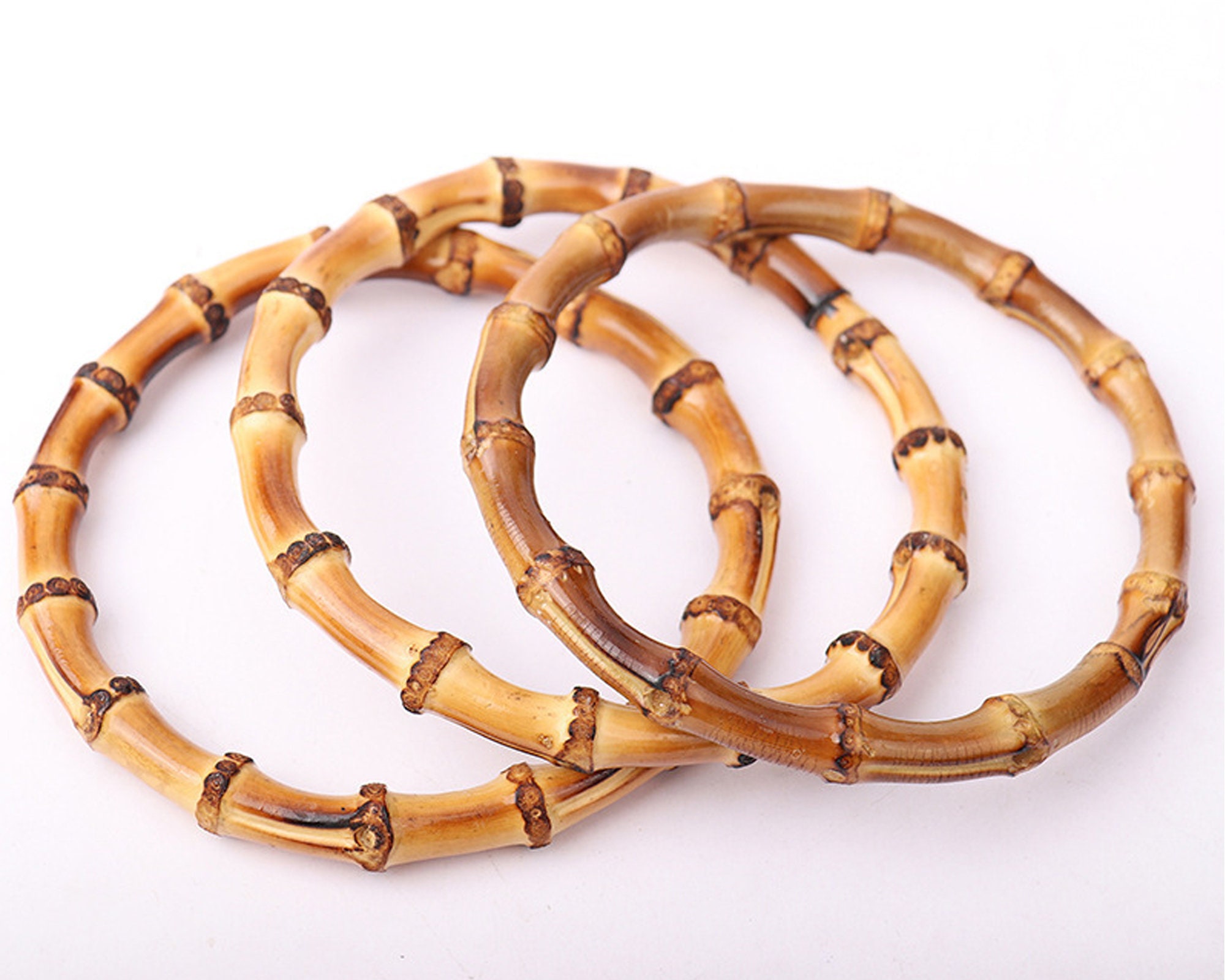 A Pair of Bamboo Bag Handlescircular Wooden Handles for Etsy