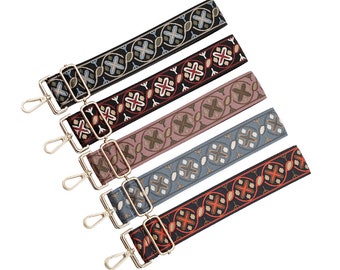 50mm Width，Colorful Cotton Embroidery Webbing Shoulder Purse Strap, Crossbody Bag Strap，Cotton Ethnic style Webbing Shoulder Handbag Handle