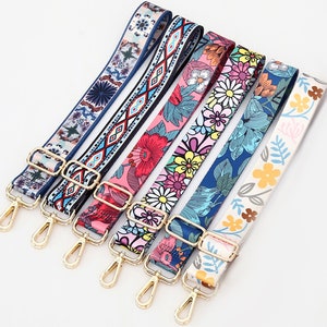 38mm（1.5“） Width，New Style Colorful Cotton Embroidery Webbing Shoulder Purse Strap, Handbag Handle Chain, Crossbody Bag Chain Strap