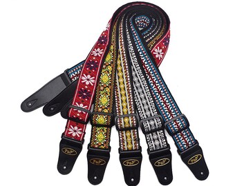 Jacquard Woven Hendrix 60's Vintage Adjustable Guitar or Bass Strap，Adjustable Replacement Guitar Strap Styled Wide. Vintage embroidered