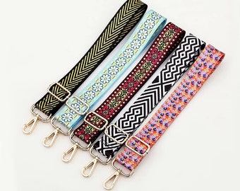 38mm（1.5“） Width，New Style Colorful Cotton Embroidery Webbing Shoulder Purse Strap, Handbag Handle Chain, Crossbody Bag Chain Strap，Daisy