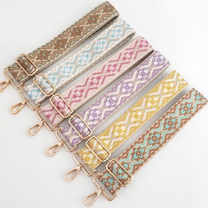 50mm Width，Colorful Cotton Embroidery Webbing Shoulder Purse Strap, Crossbody Bag Strap，Cotton Ethnic style Webbing Shoulder Handbag Handle