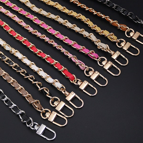 1 Pcs PU Micro Fiber Leather Bag Handles,Gold Crossbody chain, Purse Strap, Shoulder Bag Chain, Metal Handbag Strap