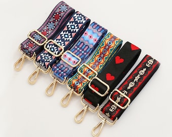 38mm（1.5“） Width，New Style Colorful Cotton Embroidery Webbing Shoulder Purse Strap, Handbag Handle Chain, Crossbody Bag Chain Strap
