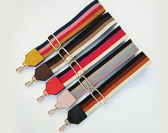 50mm（1.98“） Width  Adjustable Colorful Cotton Stripe Webbing Shoulder Purse Strap Chain, Crossbody Bag Chain Strap, Travel Handbag Handle