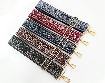 50mm Width，Colorful Cotton Embroidery Webbing Shoulder Purse Strap, Crossbody Bag Strap，Cotton Ethnic style Webbing Shoulder Handbag Handle