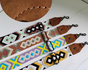 50mm Width，Colorful Cotton Embroidery Webbing Shoulder Purse Strap, Crossbody Bag Strap，Cotton Ethnic style Webbing Shoulder Handbag Handle