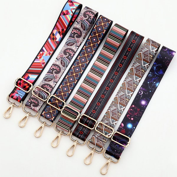 38mm（1.5“） Width，Colorful Cotton Embroidery Webbing Shoulder Purse Strap, Handbag Handle Chain, Crossbody Bag Chain Strap