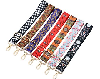 38mm（1.5“） Width，Colorful Cotton Embroidery Webbing Shoulder Purse Strap, Handbag Handle Chain, Crossbody Bag Chain Strap