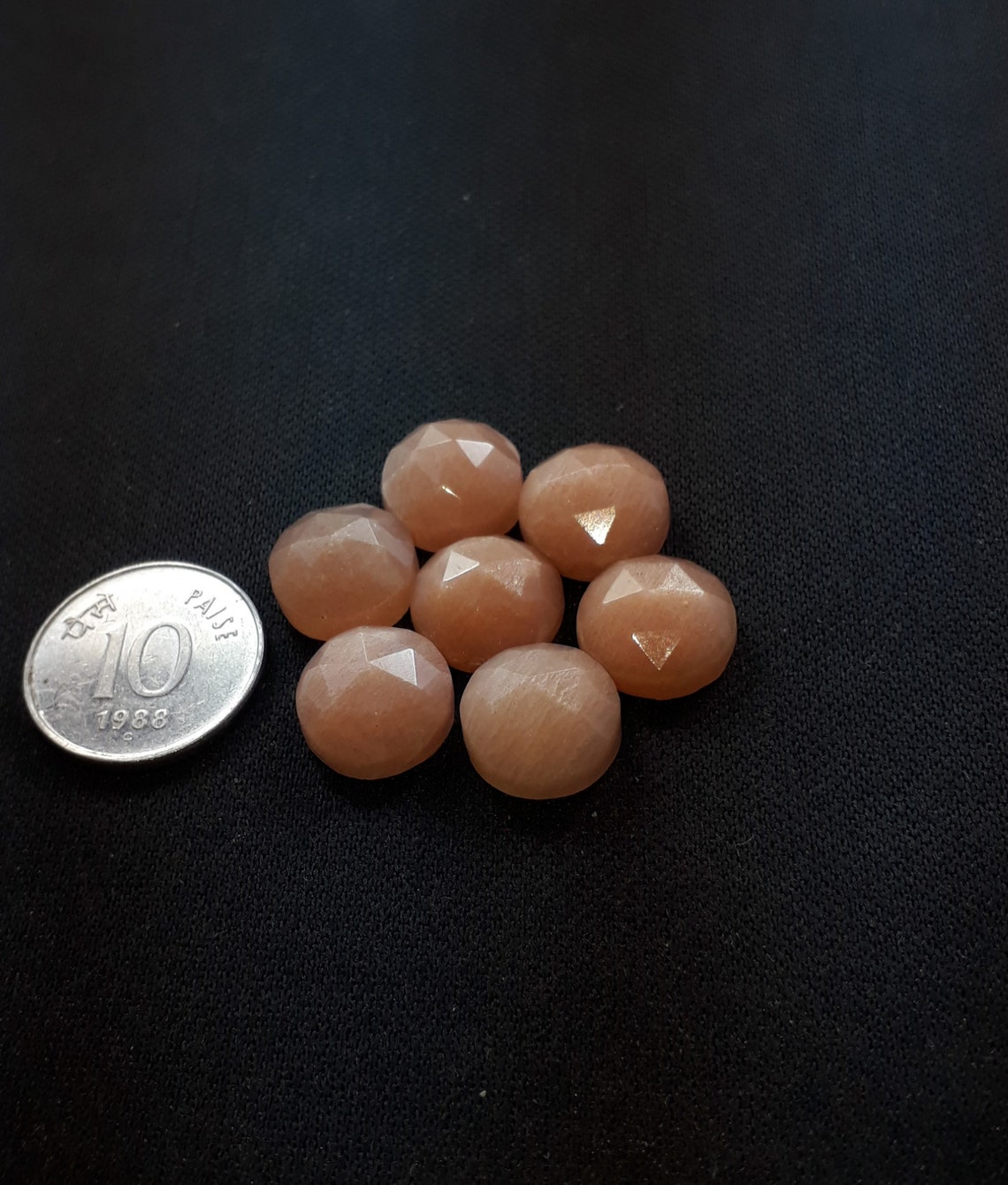 5 pice natural faceted peach moonstone gemstone smooth rose Etsy