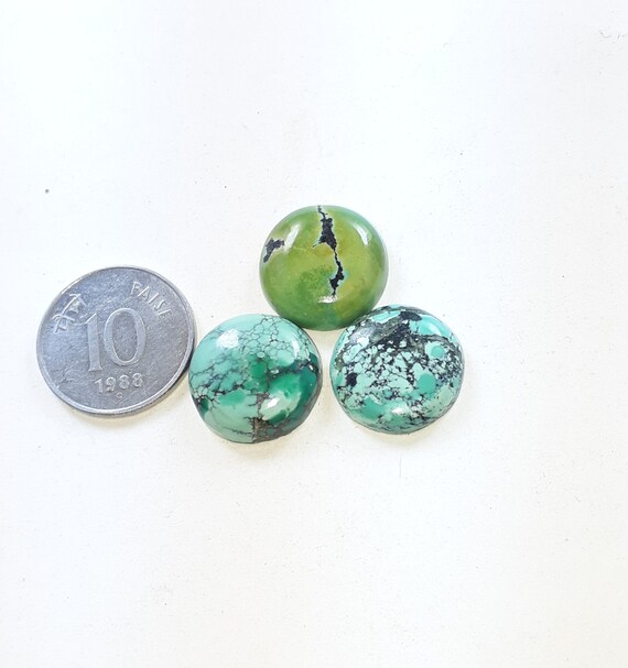 unteat natural tibetan turquoise smooth cabochon 5 pics lot wholesale high quality loose gemstone round size 10x10 mm approx
