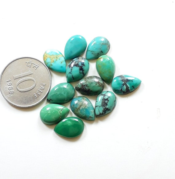 unteat natural tibetan turquoise smooth cabochon 5 pics lot wholesale high quality loose gemstone round size 10x10 mm approx