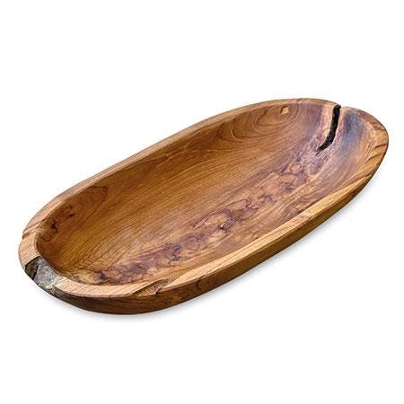Wooden Teak Fruit Food Bowl Long