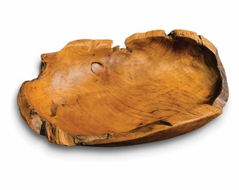 Wooden Teak Fruit Food Bowl Long