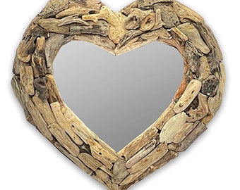Heart Mirror, Rustic Heart Mirror, Wooden Mirror, Wooden Heart Mirror
