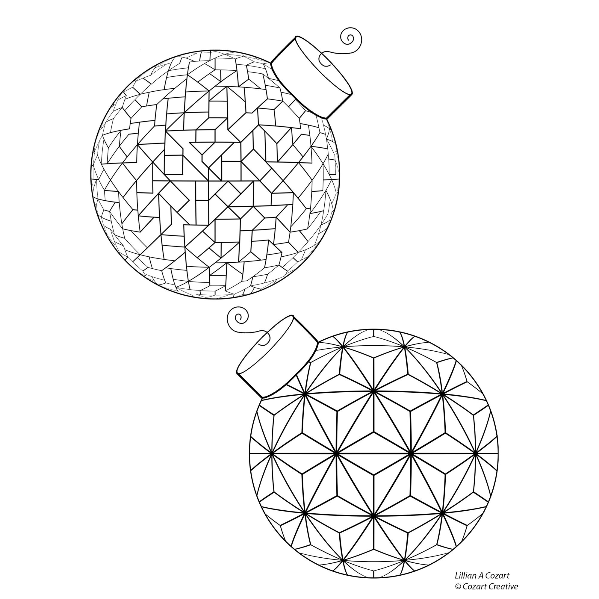 Holiday Ornament coloring page geometric pattern Etsy