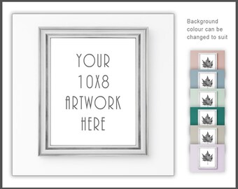 10x8 Frame Mockup, Downloadable Frame, Silver Frame Mock up, Poster Mockup, Stock Frame Photo ...