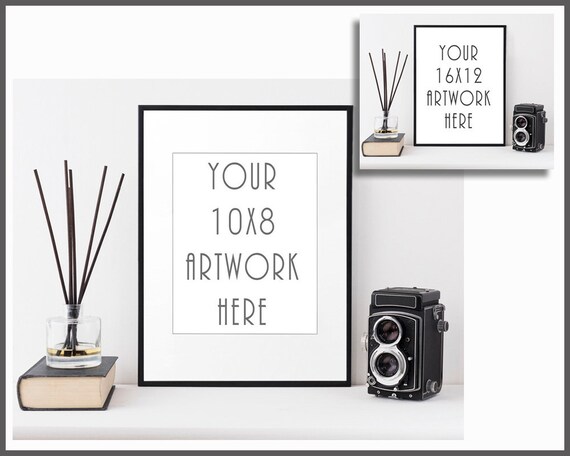 10x8 Frame Mockup Thin Black Frame Mockup Photo Frame