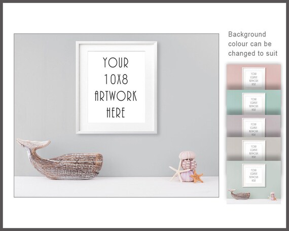 10x8 Frame Mockup Digital Frame Bathroom Mockup White Frame