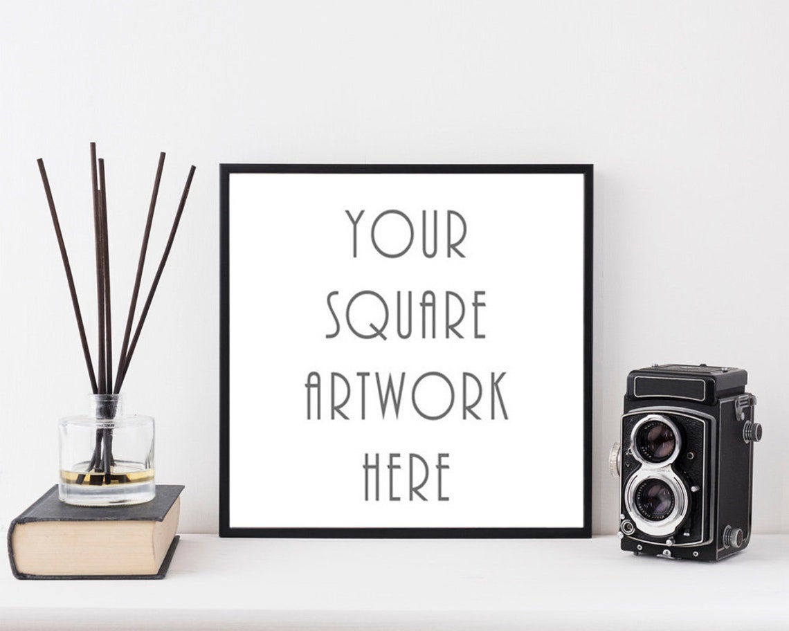 Square Frame Mockup Thin Black Frame Mockup Photo Frame Etsy