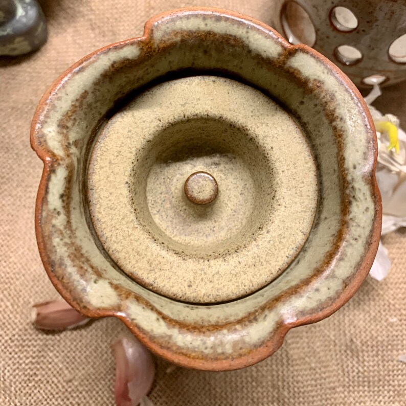 Vintage Shelf Pottery Garlic Clove Candle Holder Storer Antique Ceramic