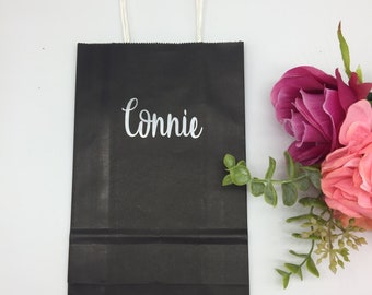Personalized Gift Bag - Small/Custom Gift Bag/Black Gift Bag/Personalized Gift/Bachelorette Party Gift Bag/Birthday Gift Bag/Swag Bag
