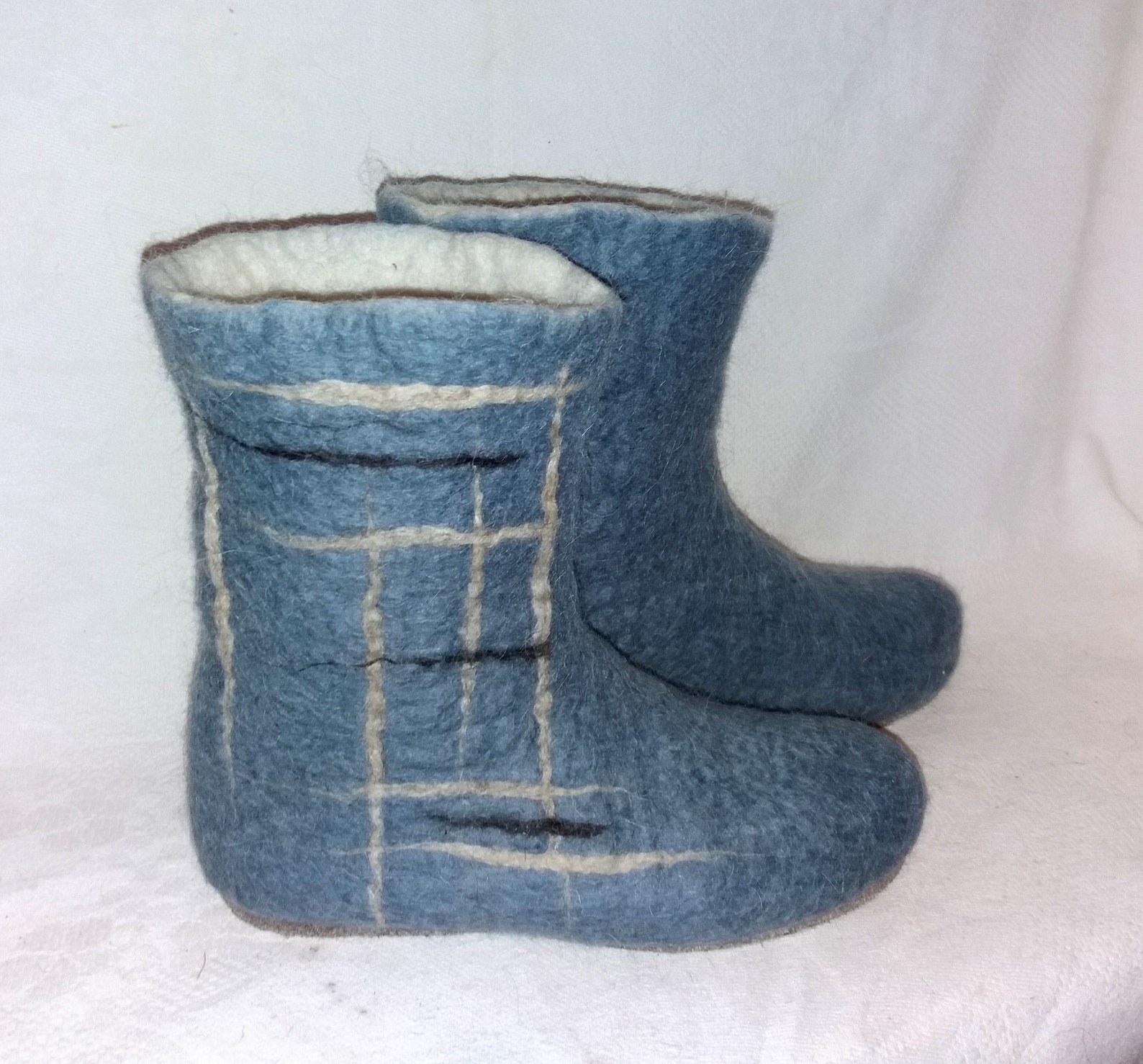 Woolen boots made of felt Gray felt boots Natural felted Etsy