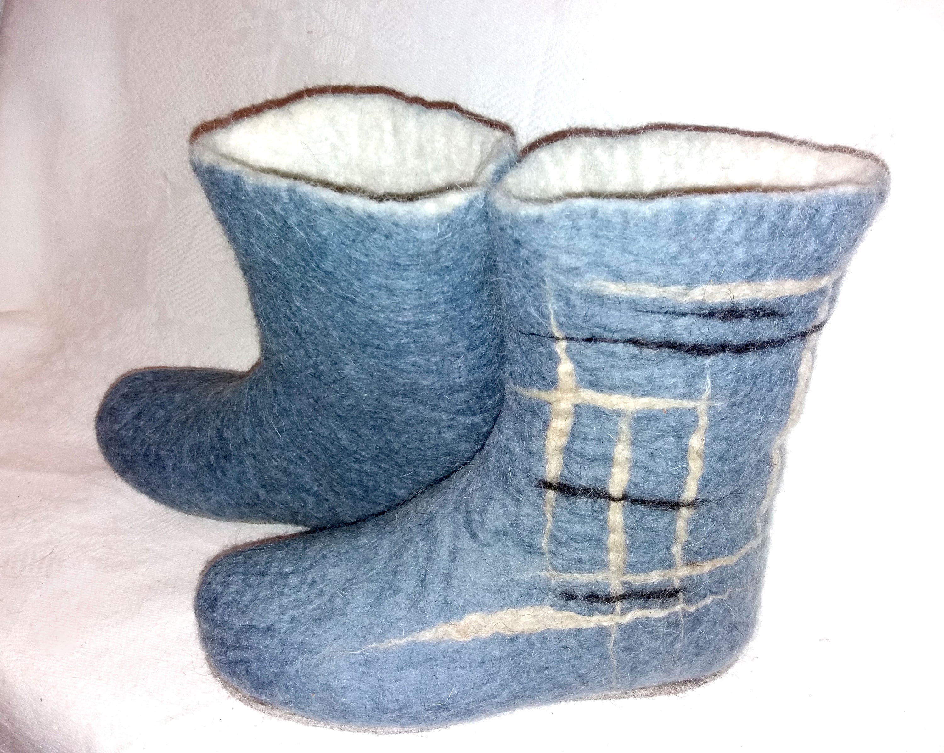 Woolen boots made of felt Gray felt boots Natural felted Etsy