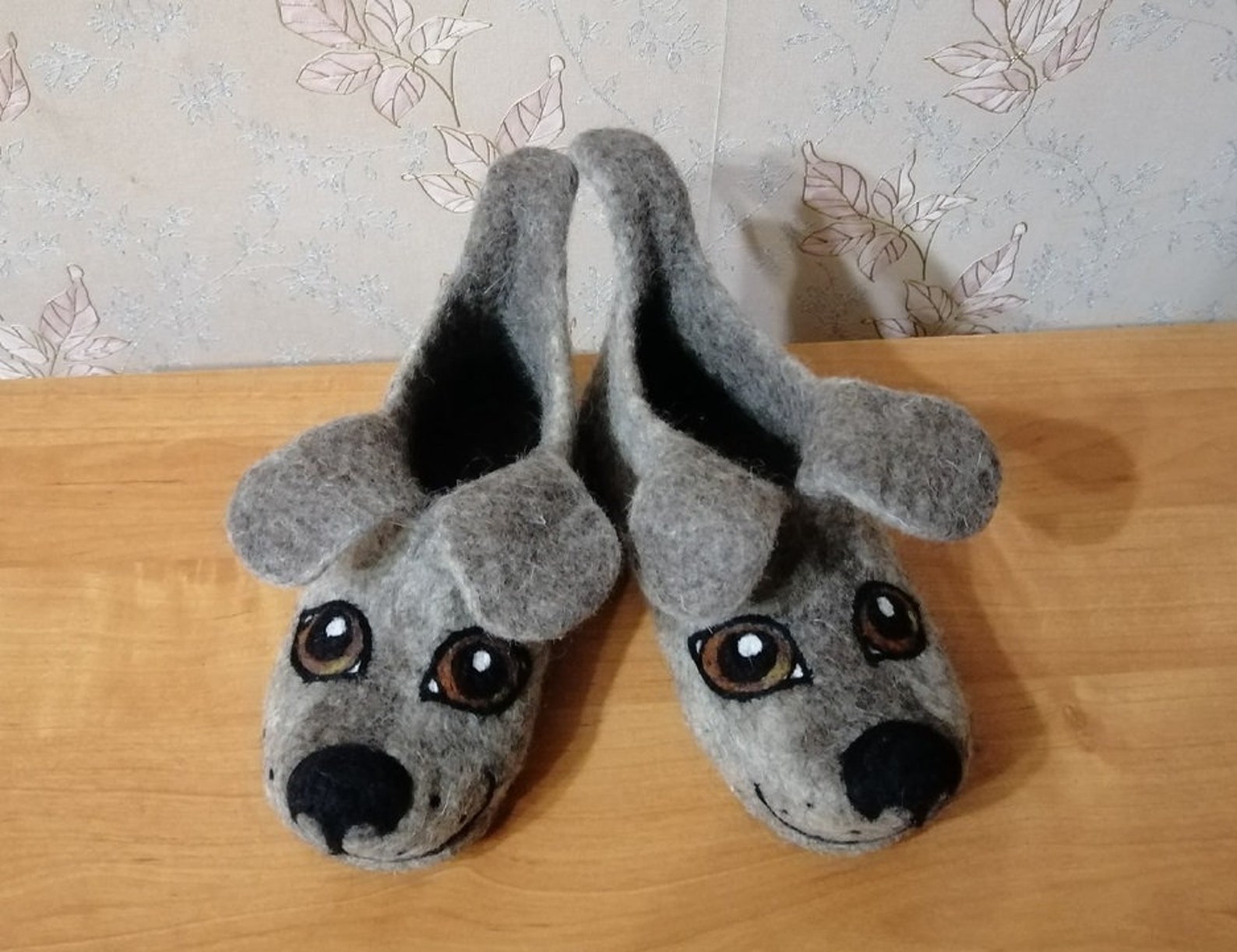 Felted dogshaped slippers Woolen home shoes Medical unisex Etsy