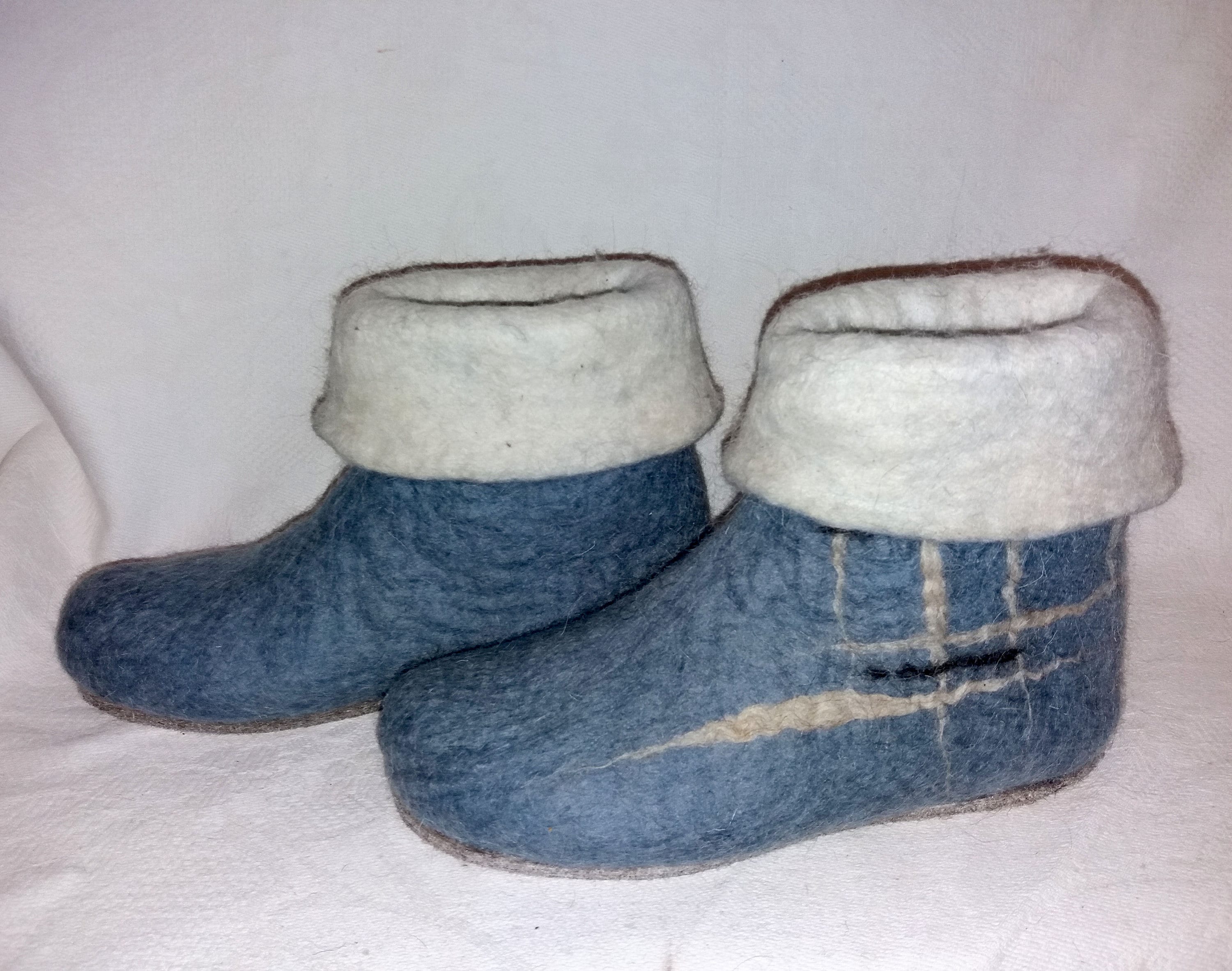 Woolen boots made of felt Gray felt boots Natural felted Etsy