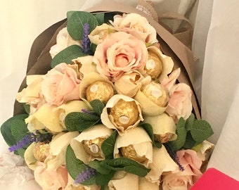 Ferrero rocher luxury bouquet. Faux florals arrangement. Chocolate gift for her.