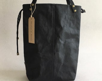 Shoulder Bag "Black", SnapPap vegan Leather, Shopper Bag, Eco Paper Bag, Washpaper Bag, Kraft paper