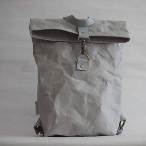 Zaino urbano "Stone" Borsa di carta lavabile, borsa vegana, carta similpelle, borsa per notebook, zaino, design non in pelle