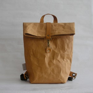 SnapPap- "Bronze" Urban backpack, Washable Paper Bag, Vegan Bag, Schoolbag , Leather-like Paper, Notebook bag,