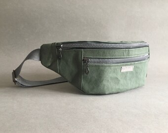 Fanny Pack "Army", SnapPap, Urban crossbody, Washable Paper Bag,