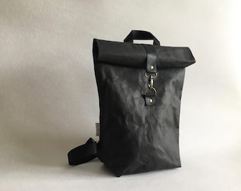 SnapPap - Urban backpack, Washable Paper Bag, Vegan Bag, Schoolbag , Leather-like Paper, Notebook bag, Roll Up backpack, Non leather design