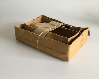 Set von zwei Körben aus waschbarem Papier, Waschbare Papierbox, Aufbewahrungskorb, Waschbare Papierbox, Veganes Geschenk, Zero Waste,