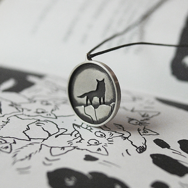 Sterling Silver Wolf Pendant, Fantastic Mr Fox Necklace