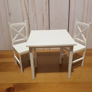 1:9 scale small table and chairs farmhouse style miniature, dining room furniture