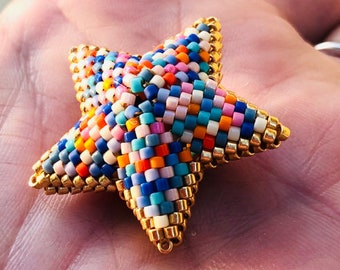 PDF Etoile 3D peyote / 3D Peyote Star Beading Pattern PDF / Beaded Star Patterns PDF