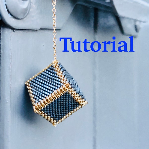 N10 / Tutoriel pour boucles d'oreilles cube 3D / 3D cube Beading Pattern for beginners / Français, English, Italiano, Espanol, Deutch...