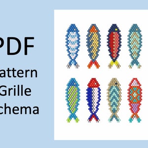 Set of 8 miyuki sardine diagrams / miyuki sardines weaving / miyuki diagram / miyuki model / miyuki pattern